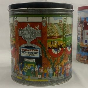 Vintage 80’s -90’s Boy Scout Trails End 50’s Style Baseball Sox Popcorn Tin